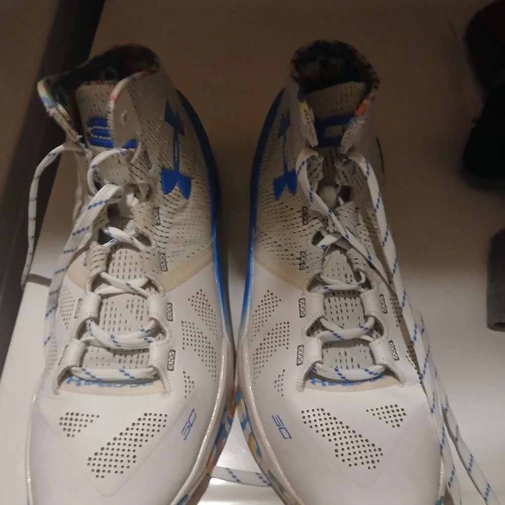 Under Armour Kids' Blue and White Athletic Shoes - Picture 6 of 7